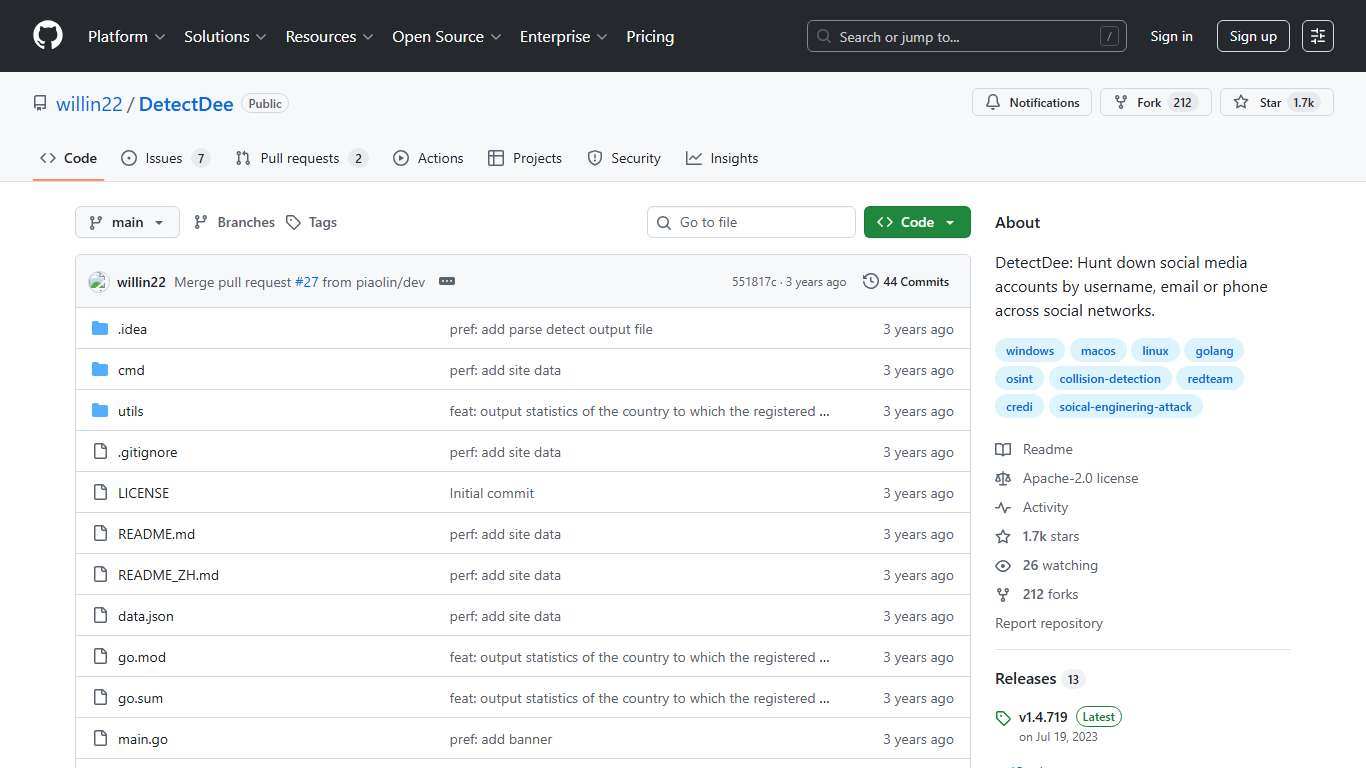 GitHub - willin22/DetectDee: DetectDee: Hunt down social media accounts by username, email or phone across social networks.