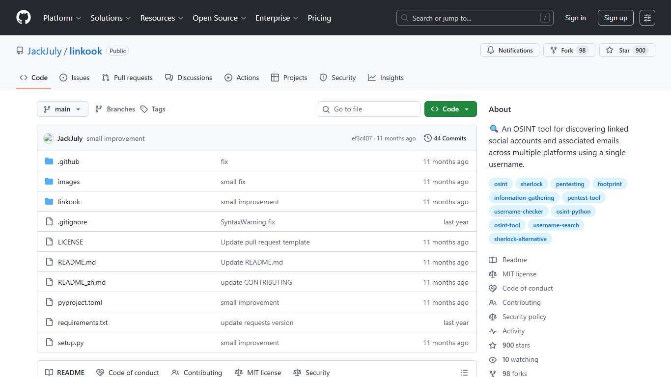 GitHub - JackJuly/linkook: 🔍 An OSINT tool for discovering linked social accounts and associated emails across multiple platforms using a single username.