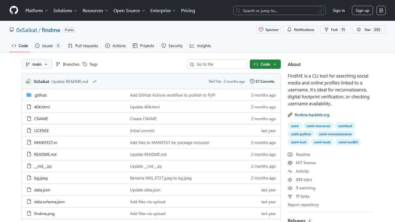 GitHub - 0xSaikat/findme: FindME is a CLI tool for searching social media and online profiles linked to a username. It’s ideal for reconnaissance, digital footprint verification, or checking username availability.