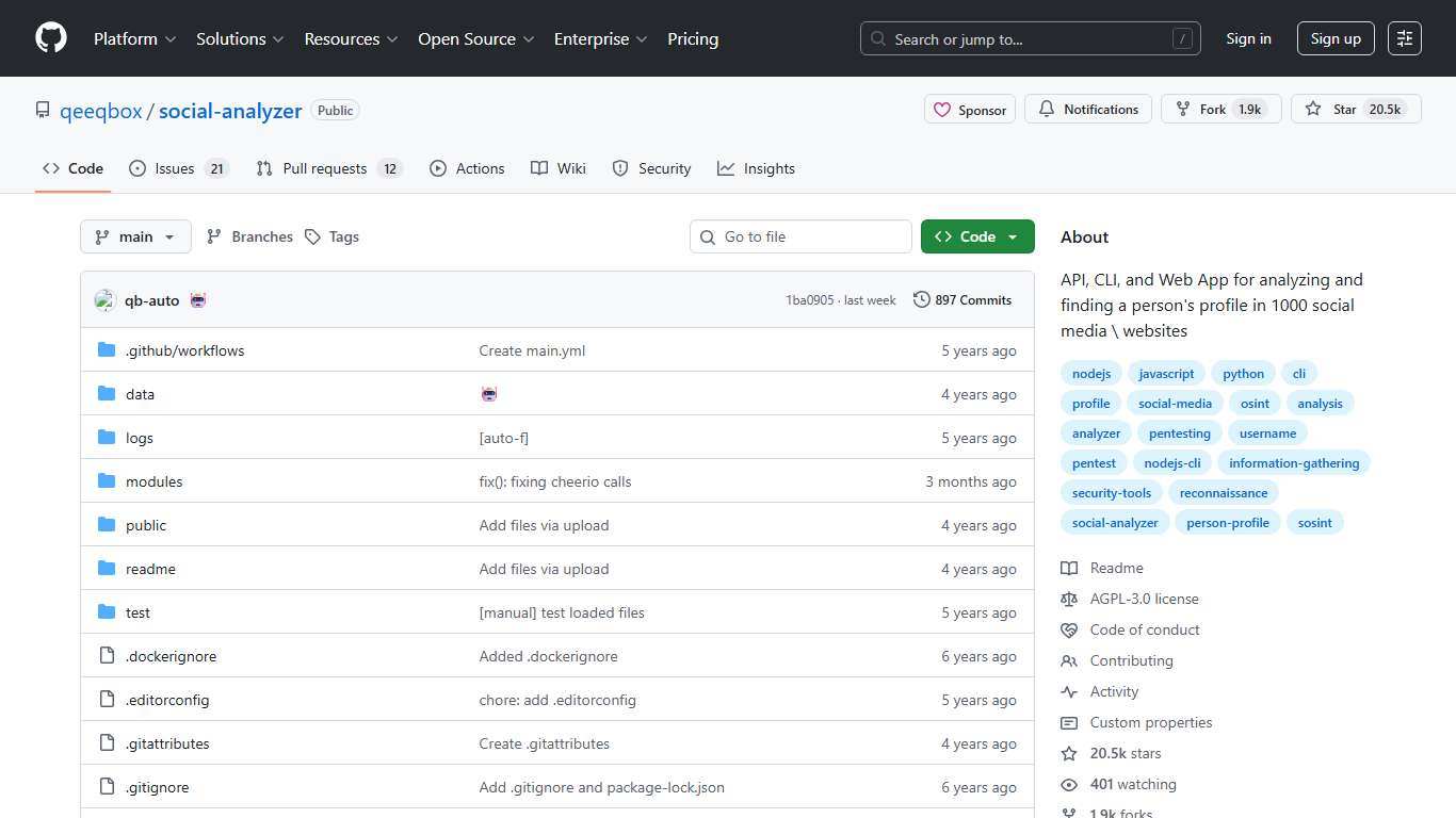 GitHub - qeeqbox/social-analyzer: API, CLI, and Web App for analyzing and finding a person's profile in 1000 social media \ websites